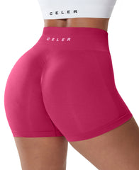 CELER Chemistry Womens Seamless Scrunch Workout Shorts 4" Inseam