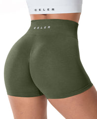 CELER Chemistry Womens Seamless Scrunch Workout Shorts 4" Inseam