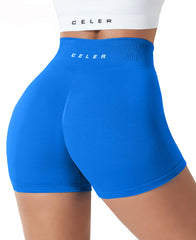 CELER Chemistry Womens Seamless Scrunch Workout Shorts 4" Inseam